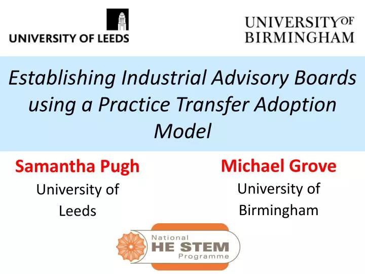establishing industrial advisory boards using a practice transfer adoption model