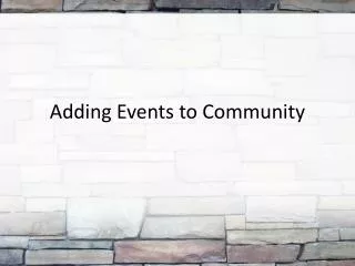 Adding Events to Community