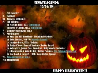 Senate Agenda 10/26/10