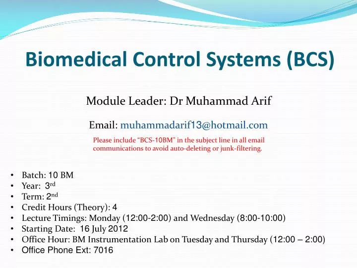 biomedical control systems bcs