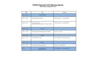 FISWG September 2012 Meeting Agenda Wednesday, 26 September 2012