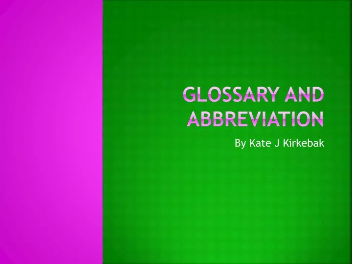 glossary and abbreviation