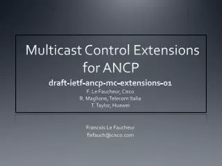 Multicast Control Extensions for ANCP