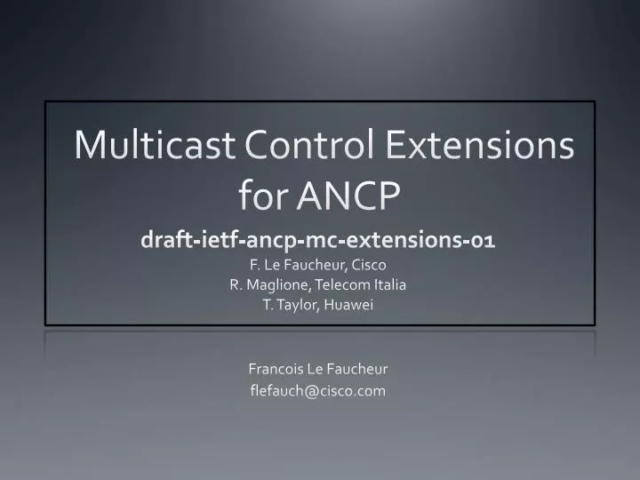 multicast control extensions for ancp