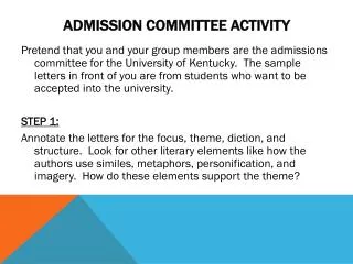 Admission Committee Activity