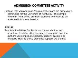 admission committee activity
