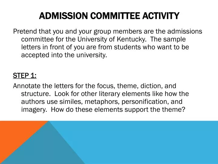 admission committee activity