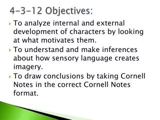 4-3-12 Objectives: