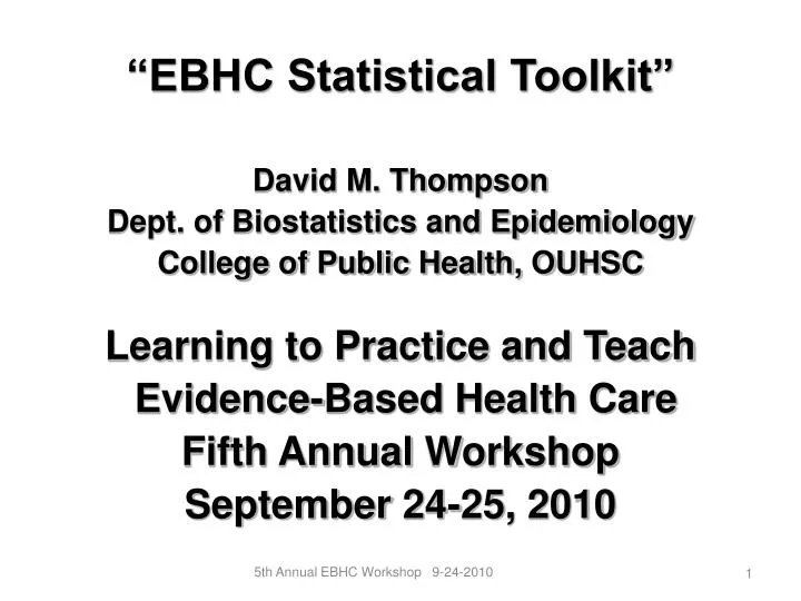 ebhc statistical toolkit