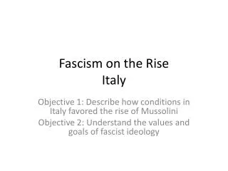 Fascism on the Rise Italy