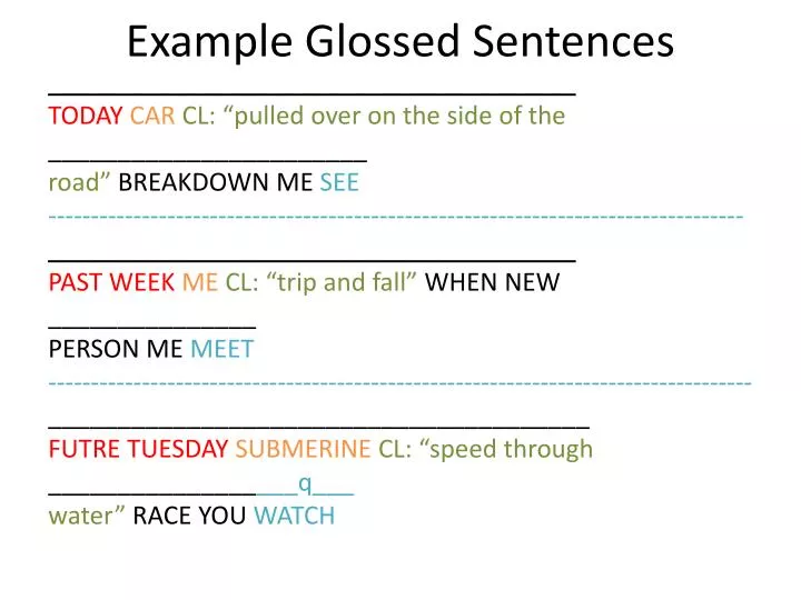 example glossed sentences