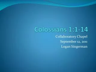 Colossians 1:1-14