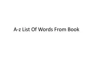 A-z List Of Words From Book