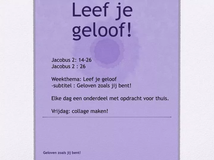 leef je geloof