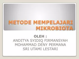metode mempelajari mikrobiota