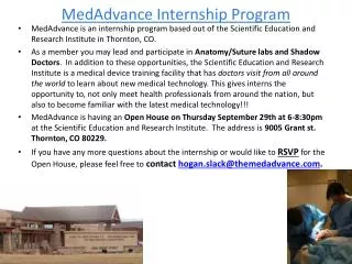 MedAdvance Internship Program