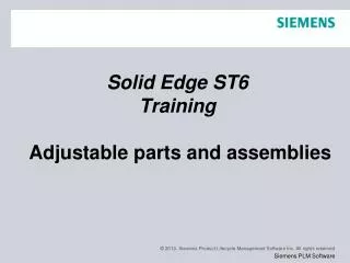 Solid Edge ST6 Training Adjustable parts and assemblies