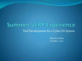 Summer VFRP Experience