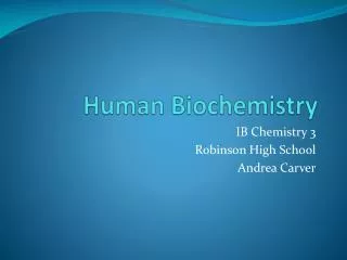 Human Biochemistry