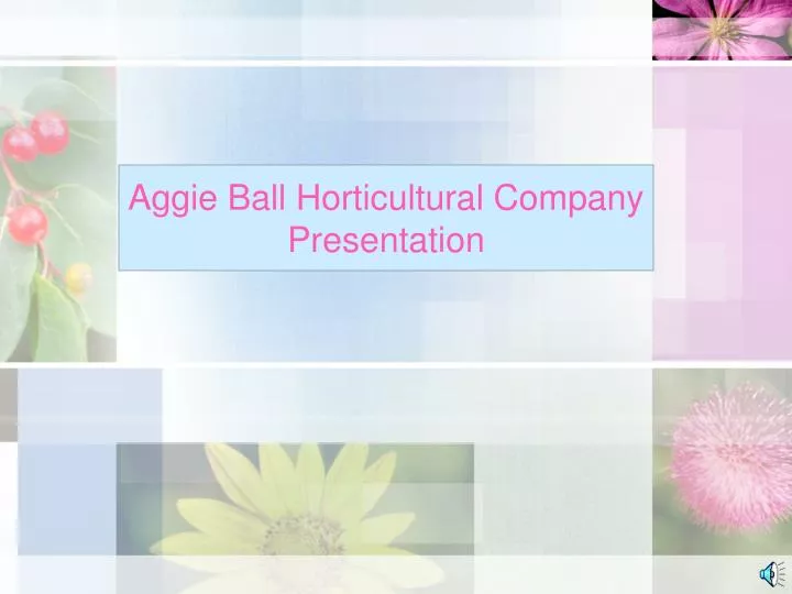 aggie ball horticultural company presentation