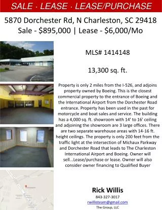 5870 Dorchester Rd, N Charleston, SC 29418 Sale - $895,000 | Lease - $6,000/Mo