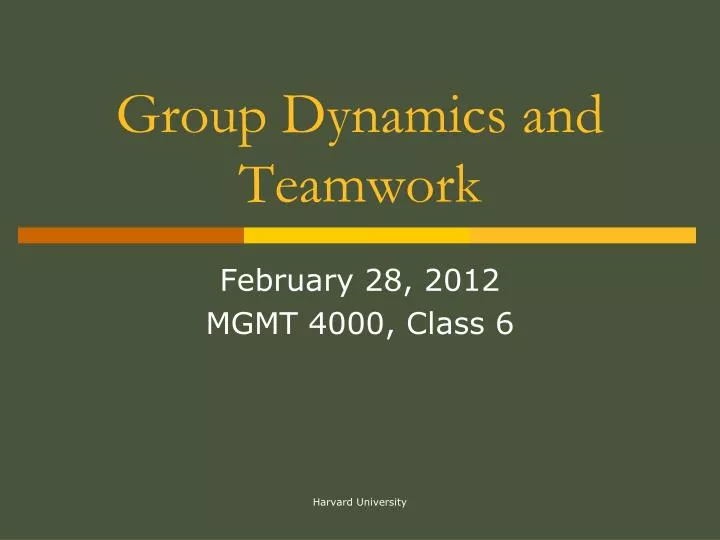 group dynamics and teamwork