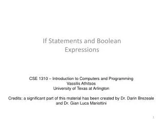 If Statements and Boolean Expressions
