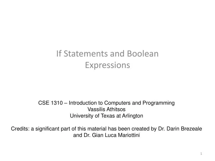 if statements and boolean expressions