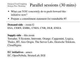 Parallel sessions (30 mins)