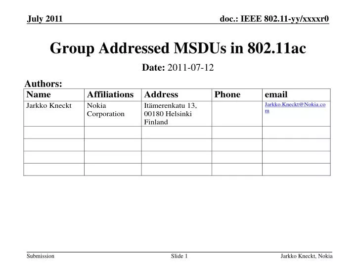 group addressed msdus in 802 11ac