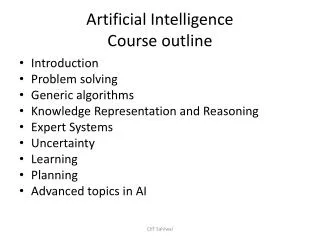 Artificial Intelligence Course outline
