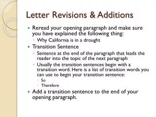 letter revisions additions