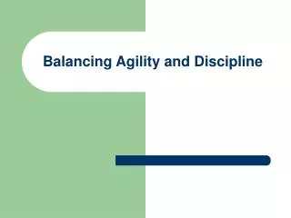 Balancing Agility and Discipline