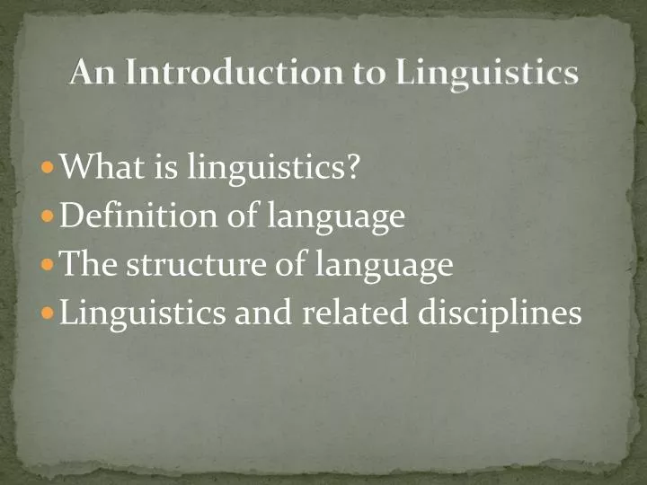 an introduction to linguistics