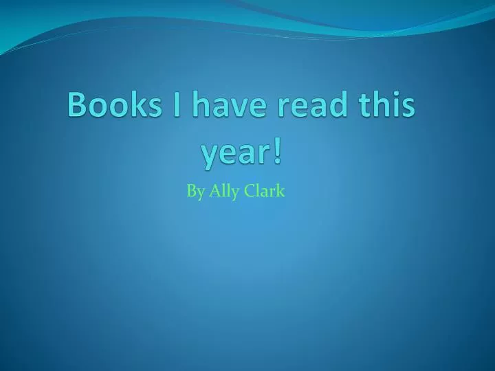 books i have read this year