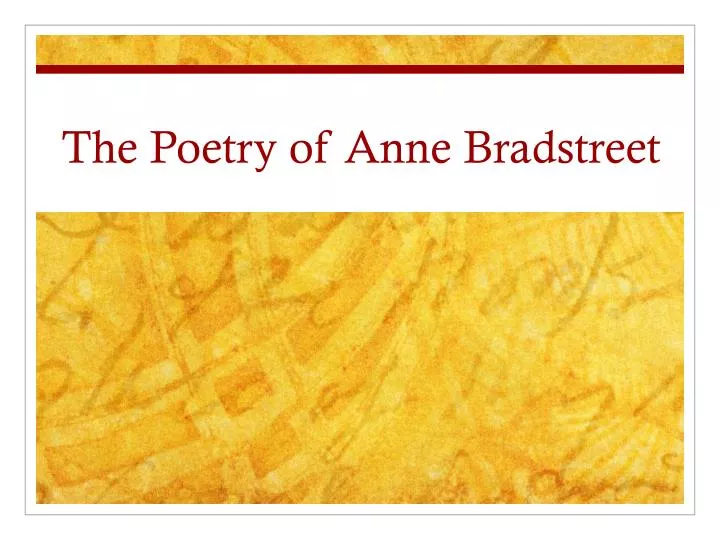 the poetry of anne bradstreet