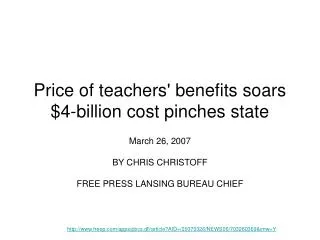 Price of teachers' benefits soars $4-billion cost pinches state