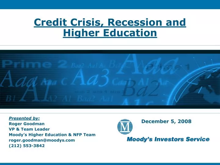 credit crisis recession and higher education