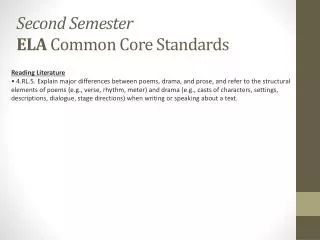 Second Semester ELA Common Core Standards