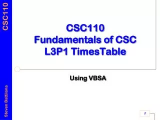 CSC110 Fundamentals of CSC L3P1 TimesTable