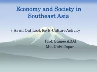 Economy and Society in Southeast Asia