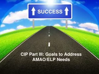 CIP Part III: Goals to Address AMAO/ELP Needs