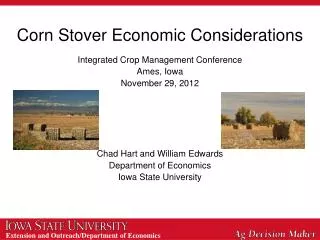 Corn Stover Economic Considerations