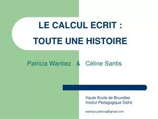 le calcul ecrit toute une histoire
