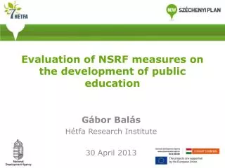 Evaluation of NSRF measures on the development of public education