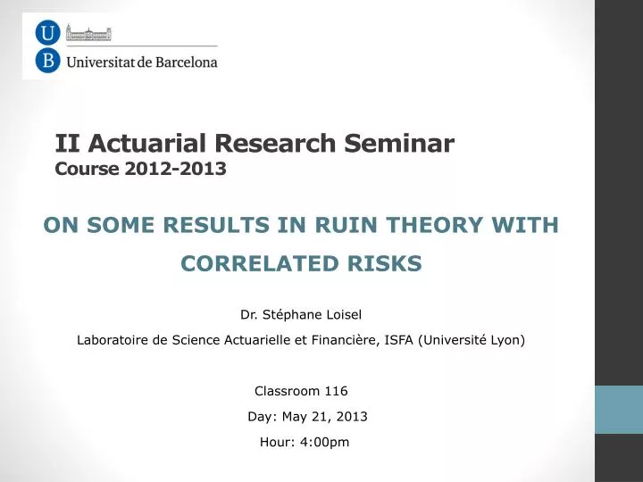 ii actuarial research seminar course 2012 2013