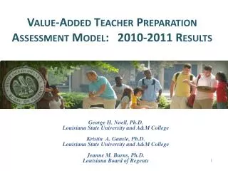 Value-Added Teacher Preparation Assessment Model: 2010-2011 Results