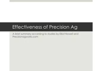 Effectiveness of Precision Ag