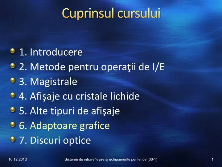 cuprinsul cursului