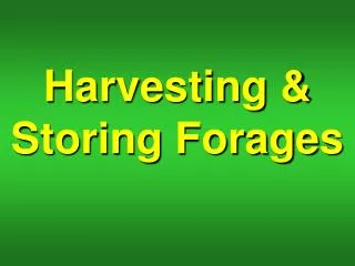 Harvesting &amp; Storing Forages